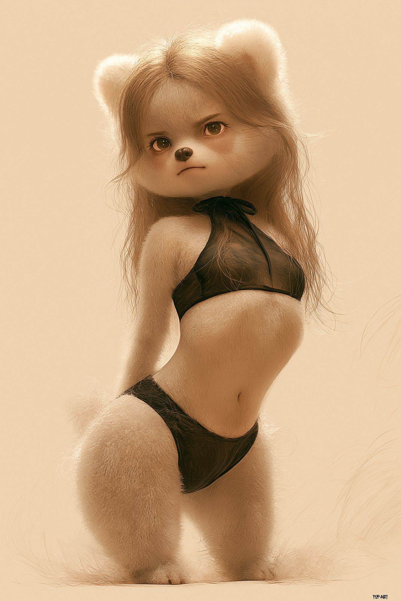 Anthropomorphic Bear Girl Illustration Poster. poster — illustration art