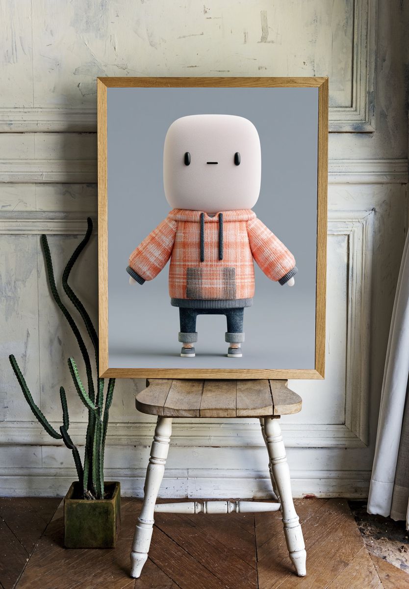 Cute Hoodie Character Illustration Poster. — room view 1