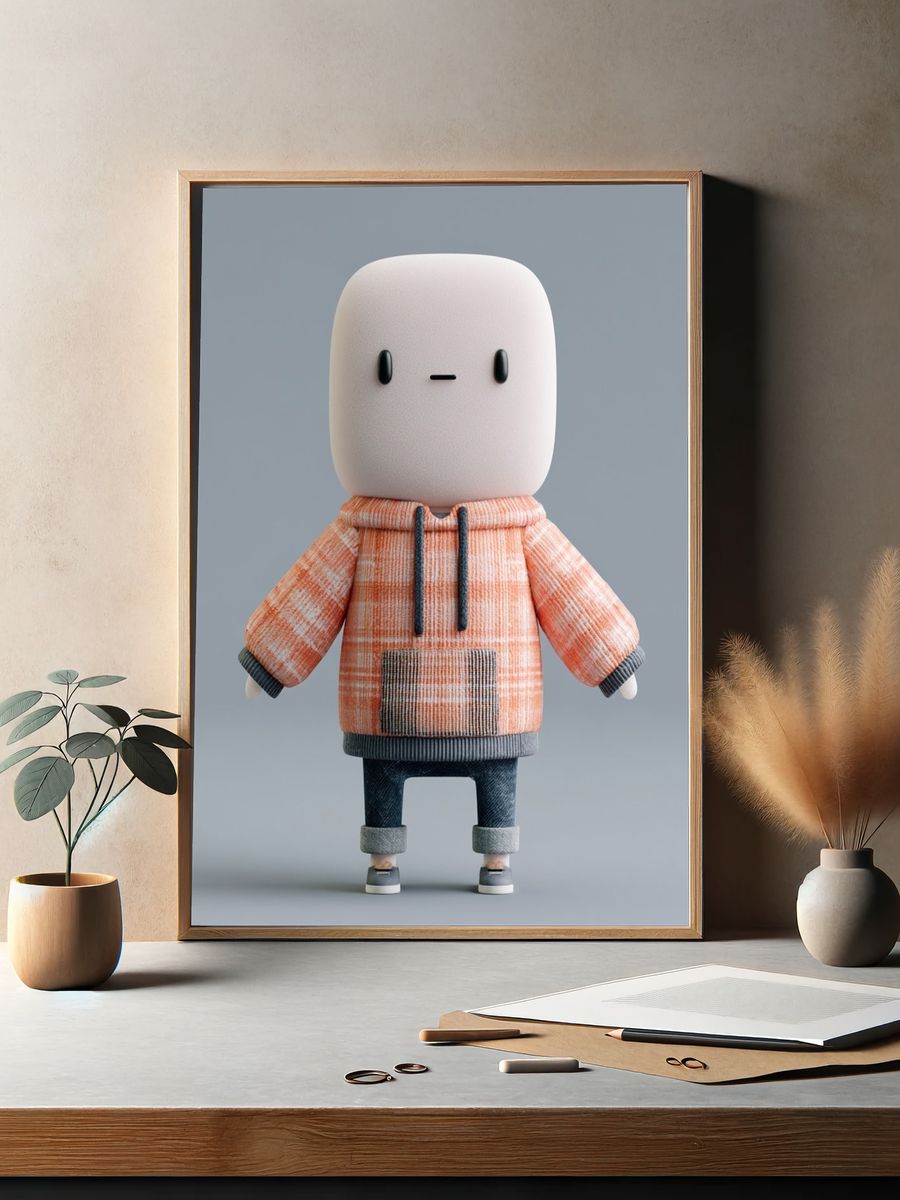 Cute Hoodie Character Illustration Poster. — room view 2