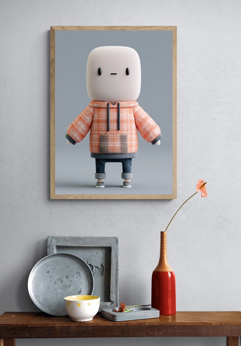Cute Hoodie Character Illustration Poster. — room view 3