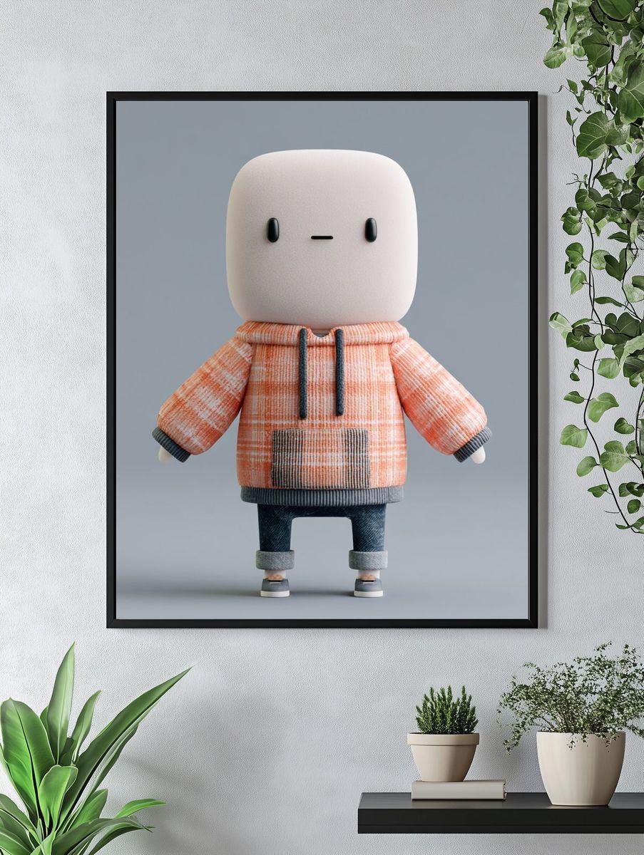 Cute Hoodie Character Illustration Poster. — room view 4