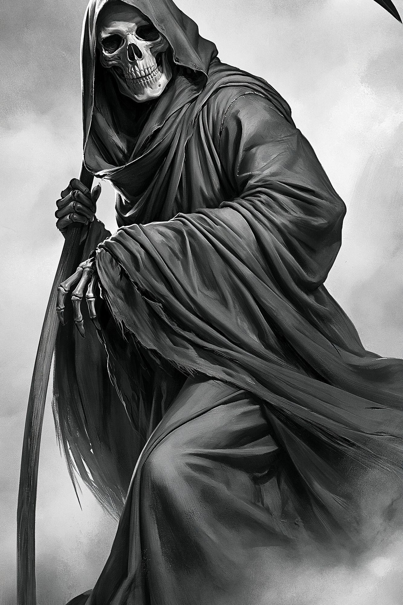 Grim Reaper Black-White Print. poster detail