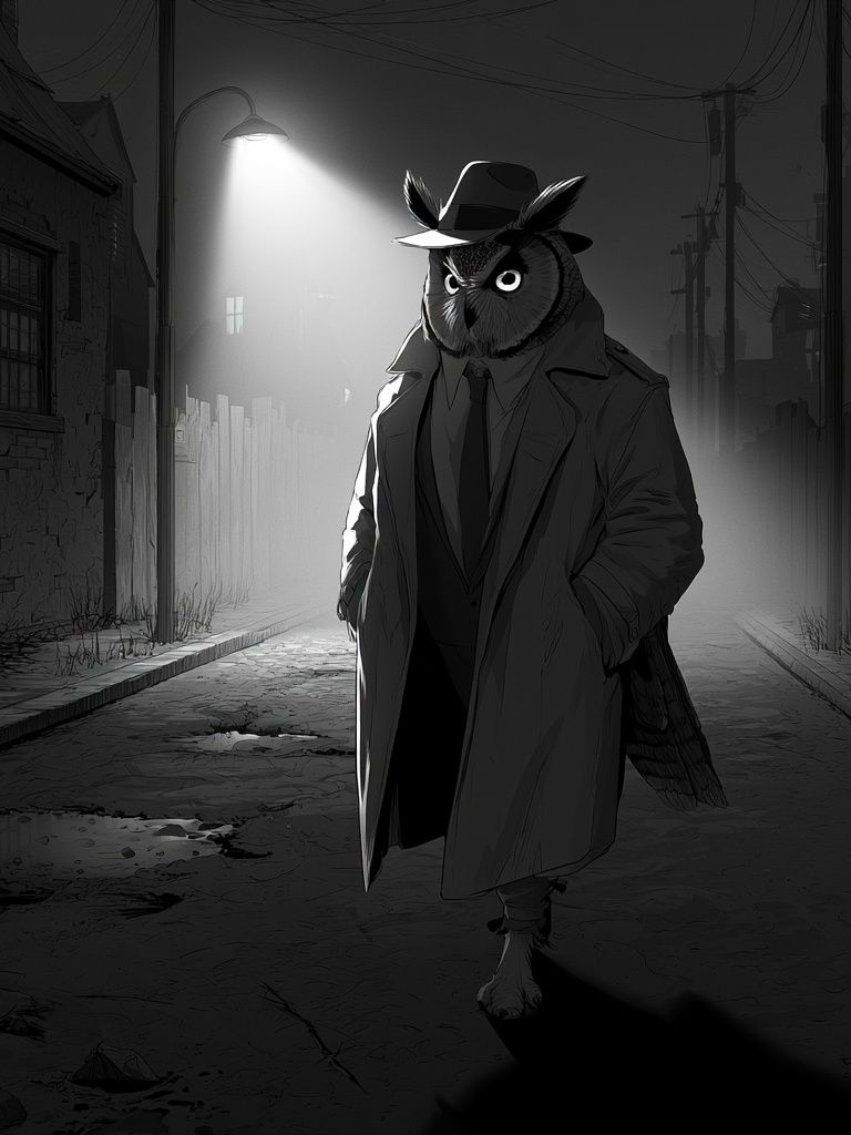 Noir Owl Detective Poster. poster detail