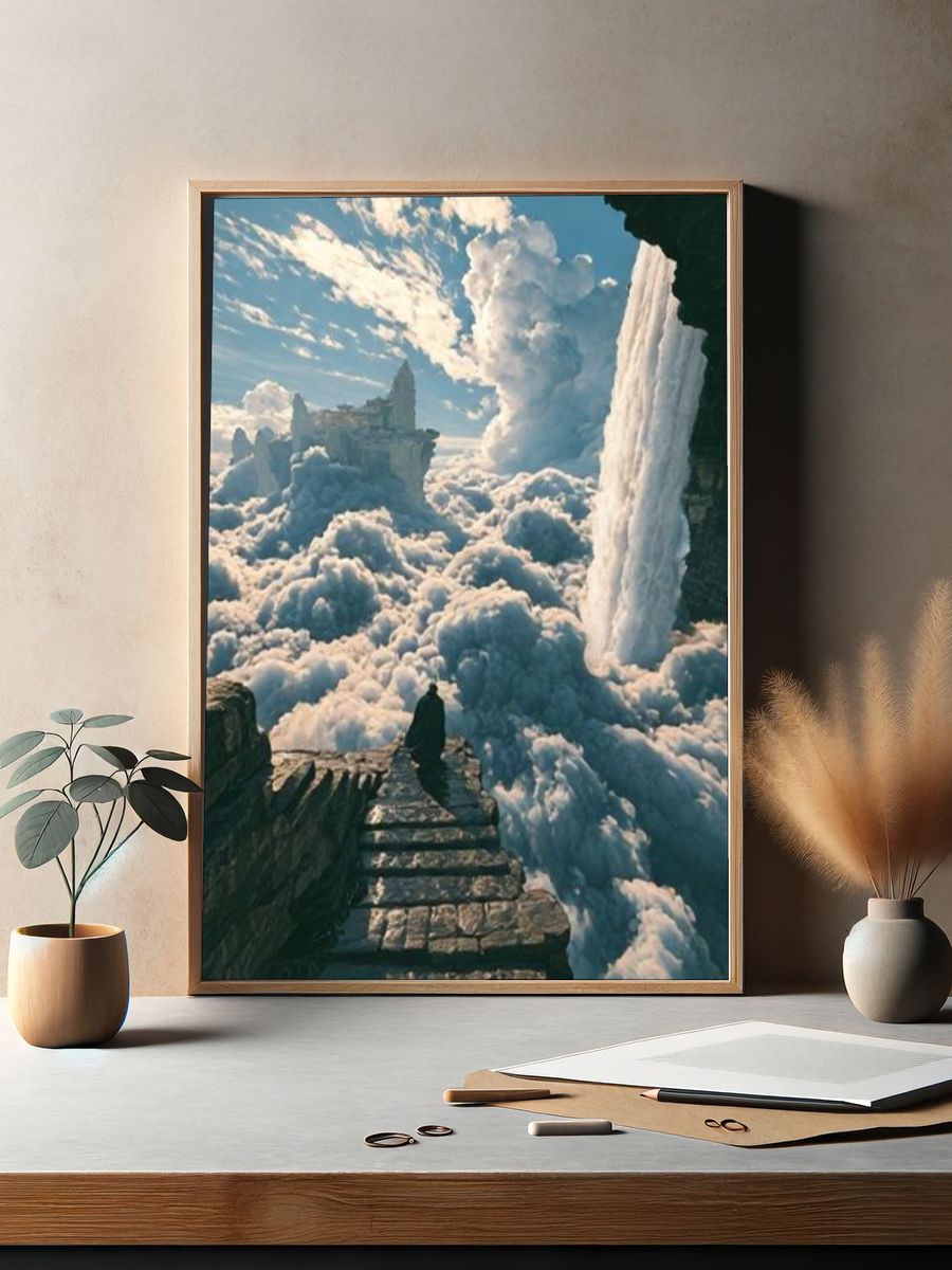 Cloud Stairway Fantasy Landscape Poster. — room view 2