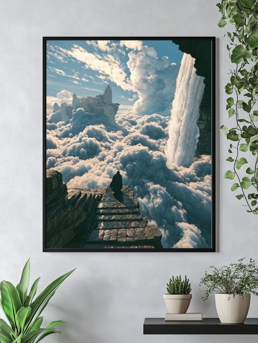 Cloud Stairway Fantasy Landscape Poster. — room view 4