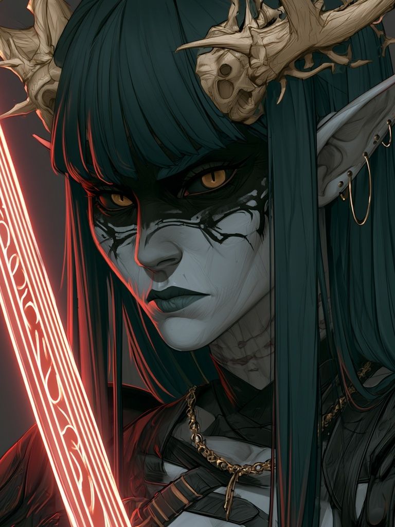 Dark Elf Warrior Digital Art Poster. poster — illustration art