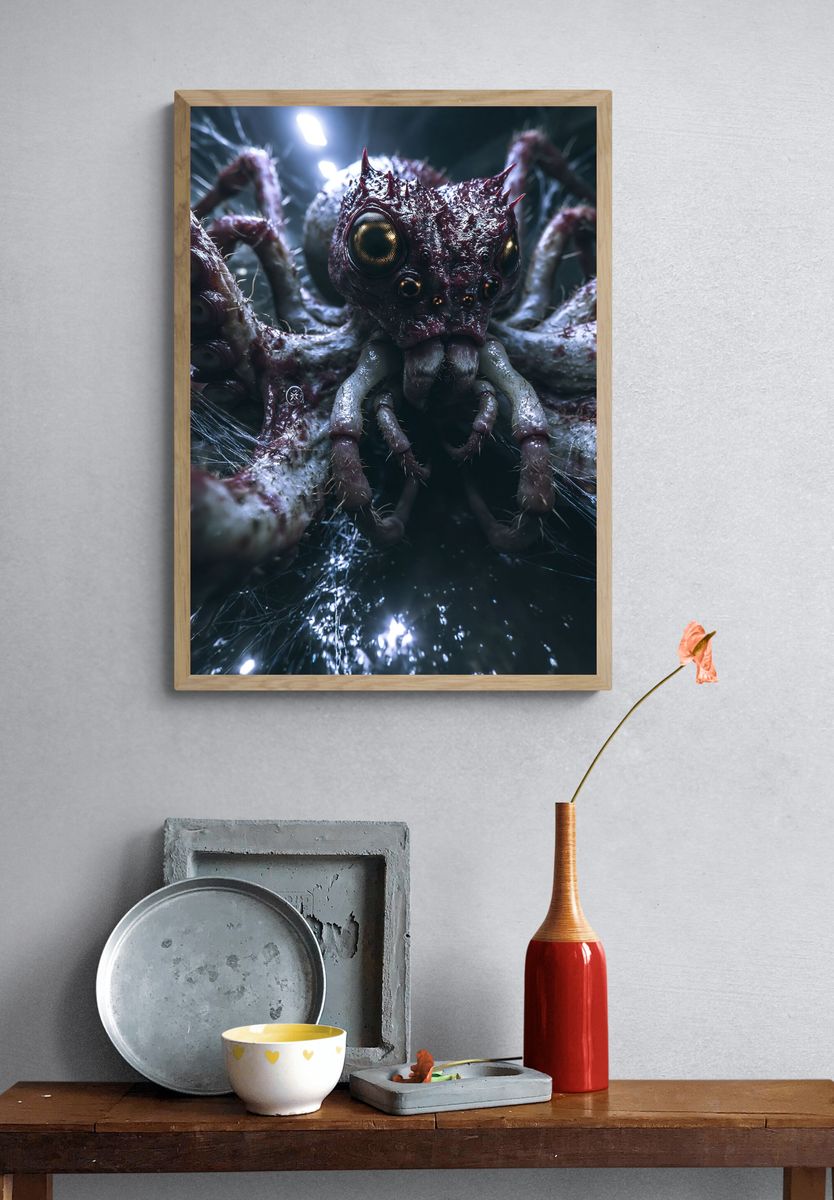 Alien Spider Creature Illustration Poster. — room view 3