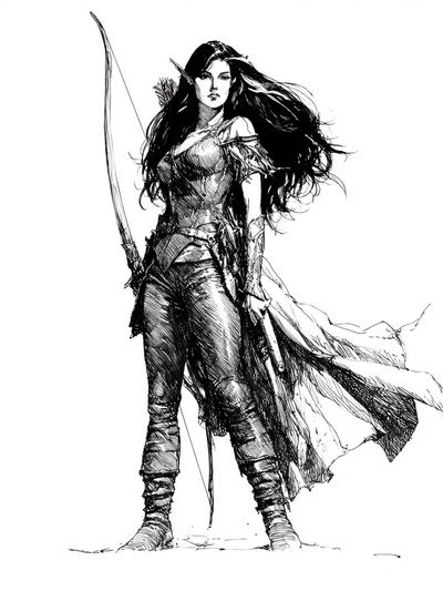Warrior Woman Ink Illustration Poster.