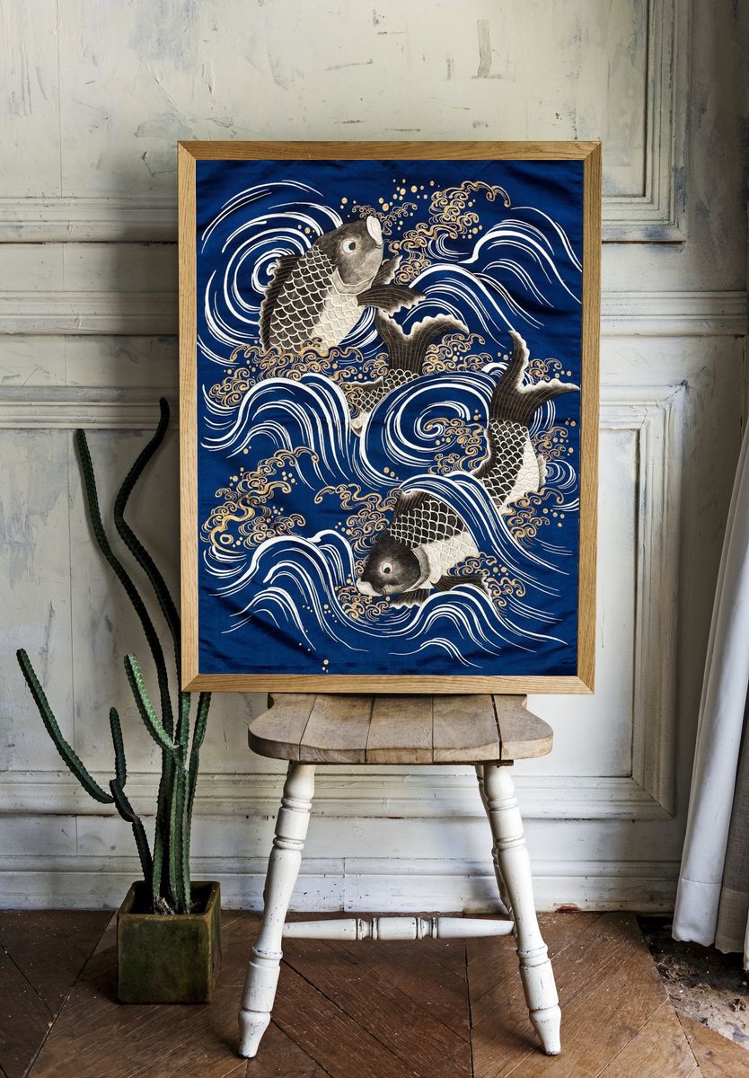 Gift Cover (Fukusa) Carp Waves. room preview
