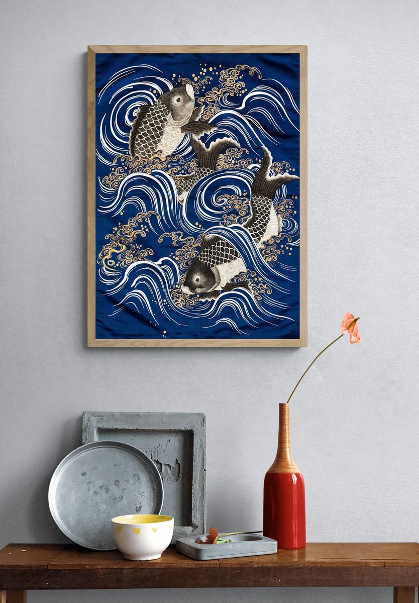 Gift Cover (Fukusa) Carp Waves. — room view 3