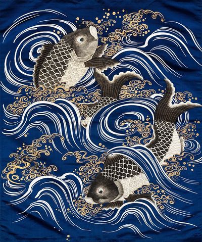 Gift Cover (Fukusa) Carp Waves.