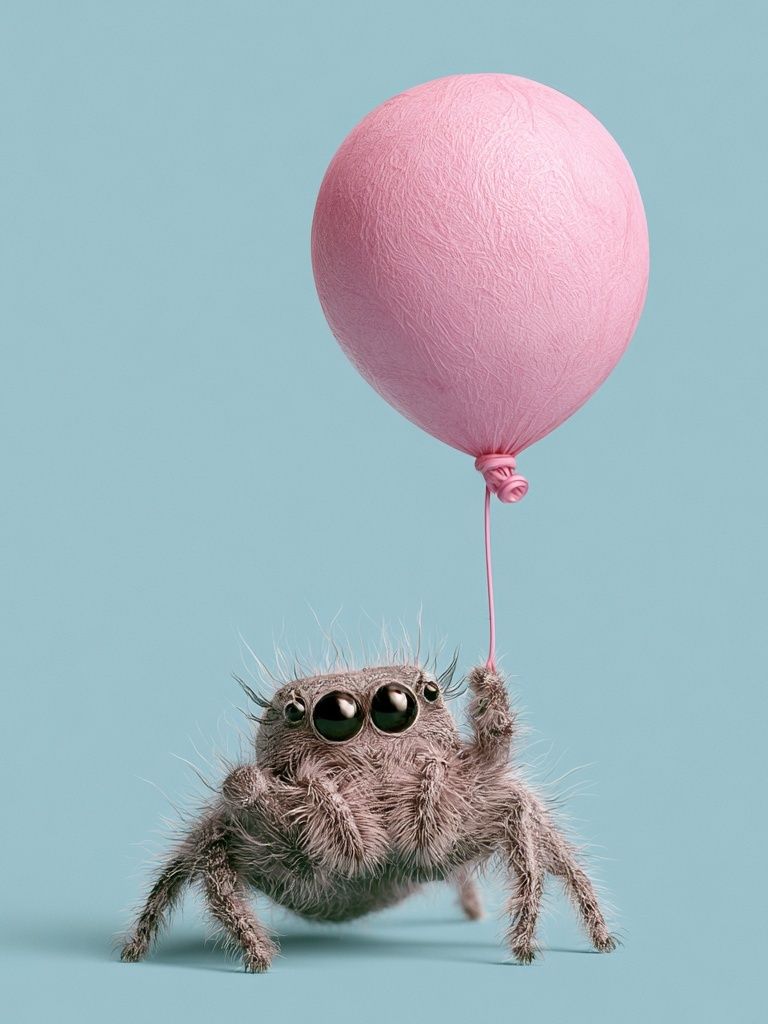 Spider with Balloon Illustration Poster. poster detail
