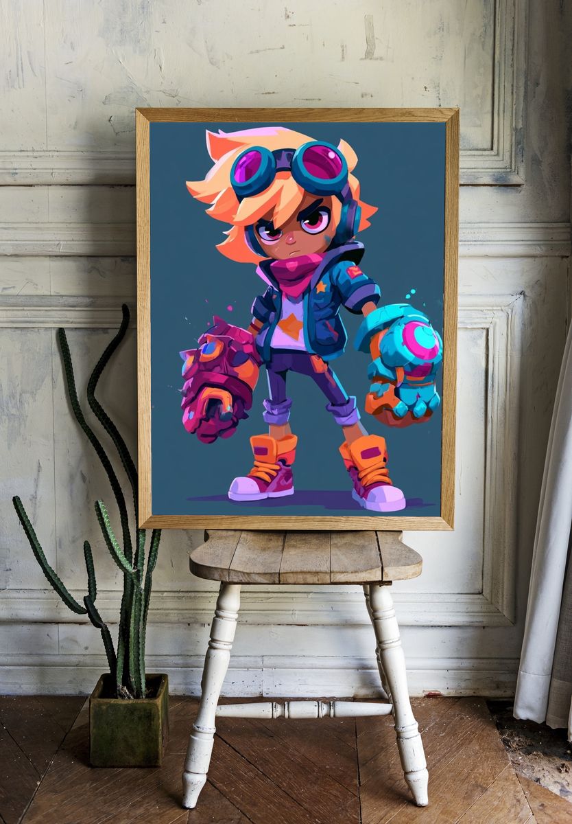 Cyberpunk Kid Illustration Poster. room preview