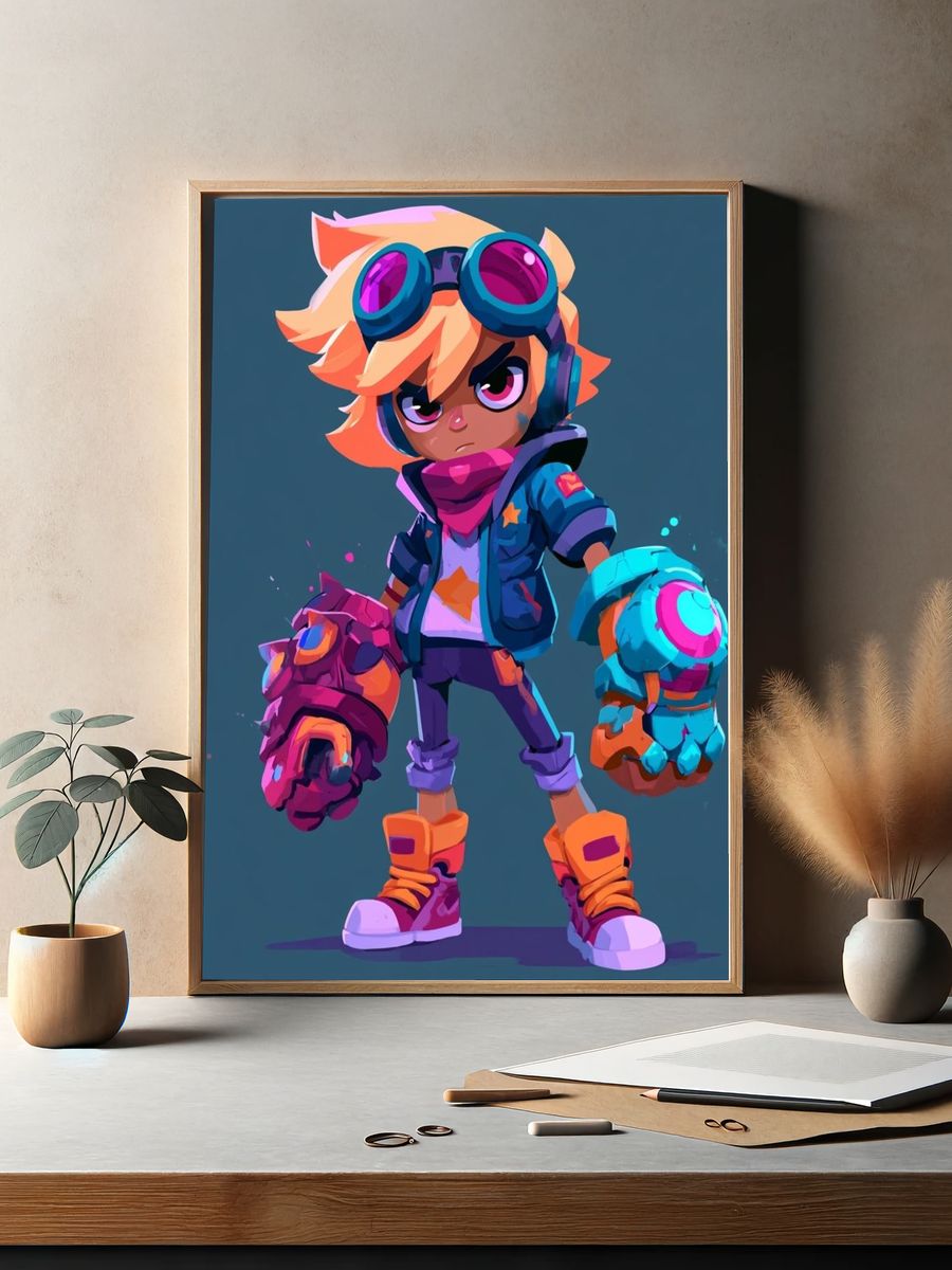 Cyberpunk Kid Illustration Poster. — room view 2