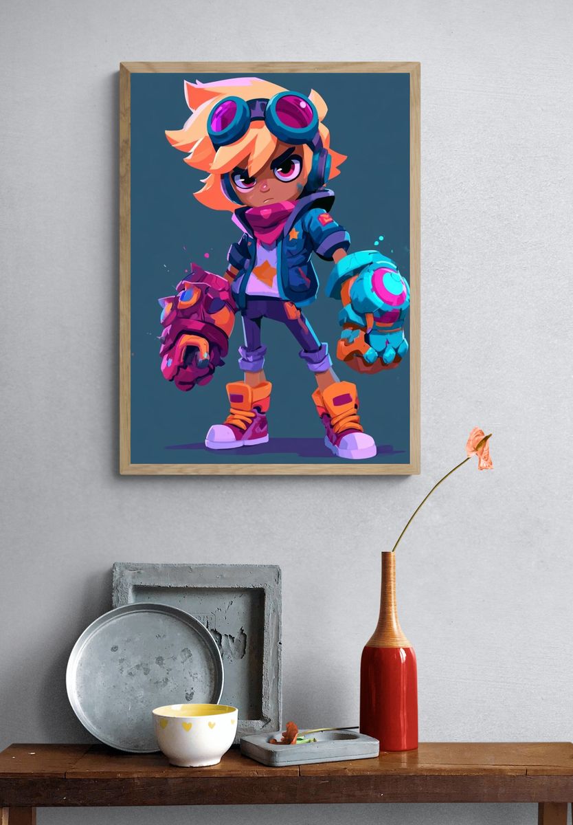 Cyberpunk Kid Illustration Poster. — room view 3
