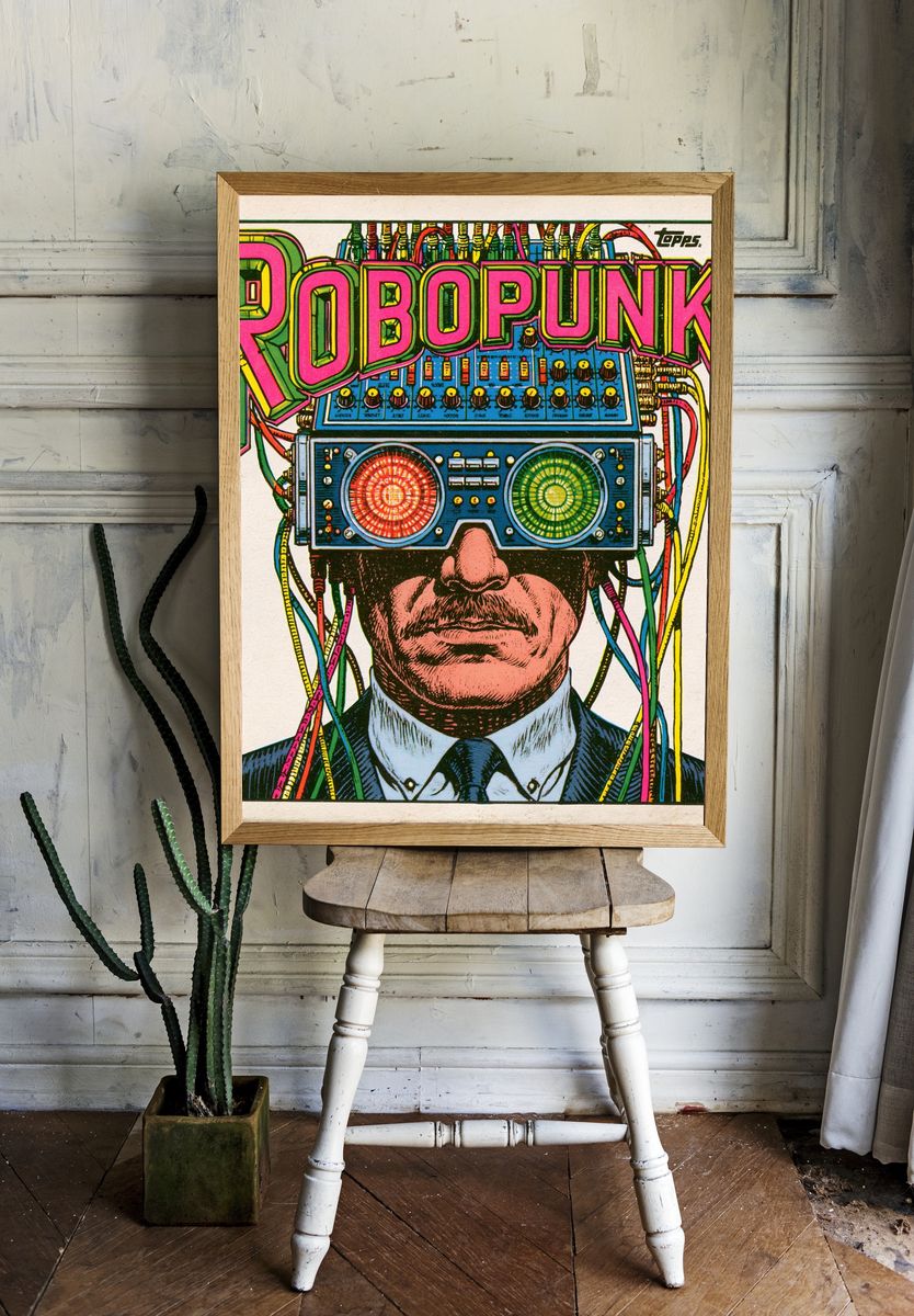 Robopunk Retro Illustration Poster. — room view 1
