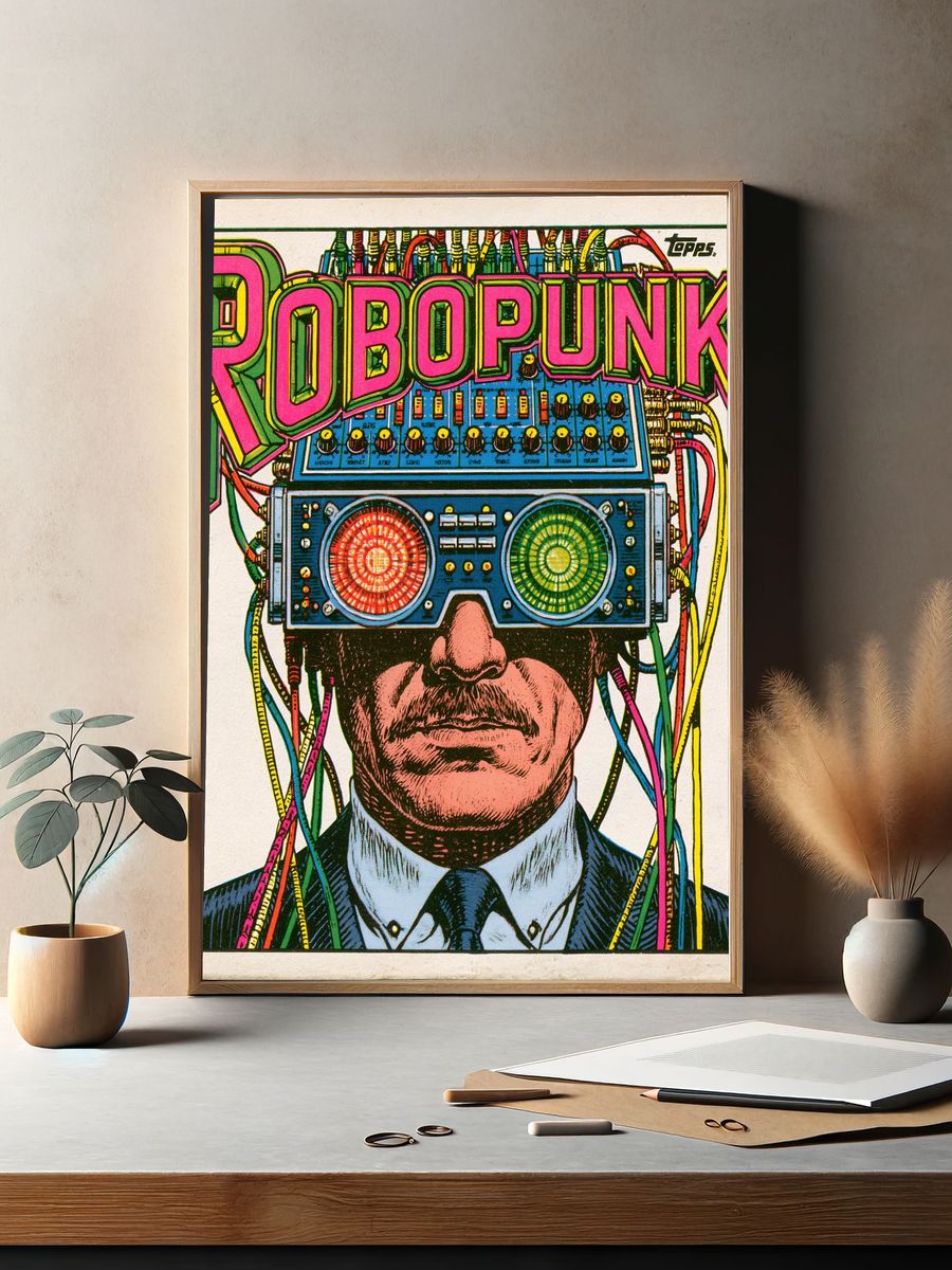 Robopunk Retro Illustration Poster. — room view 2
