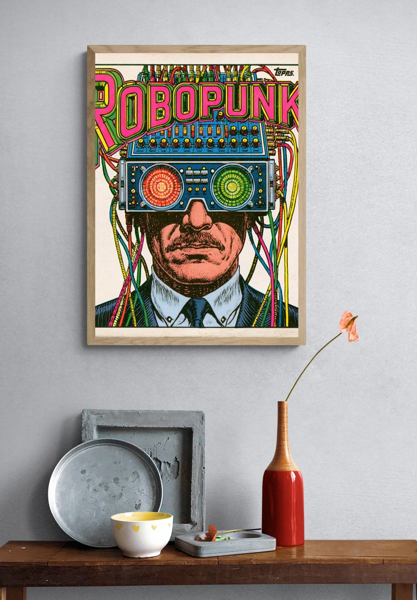 Robopunk Retro Illustration Poster. — room view 3