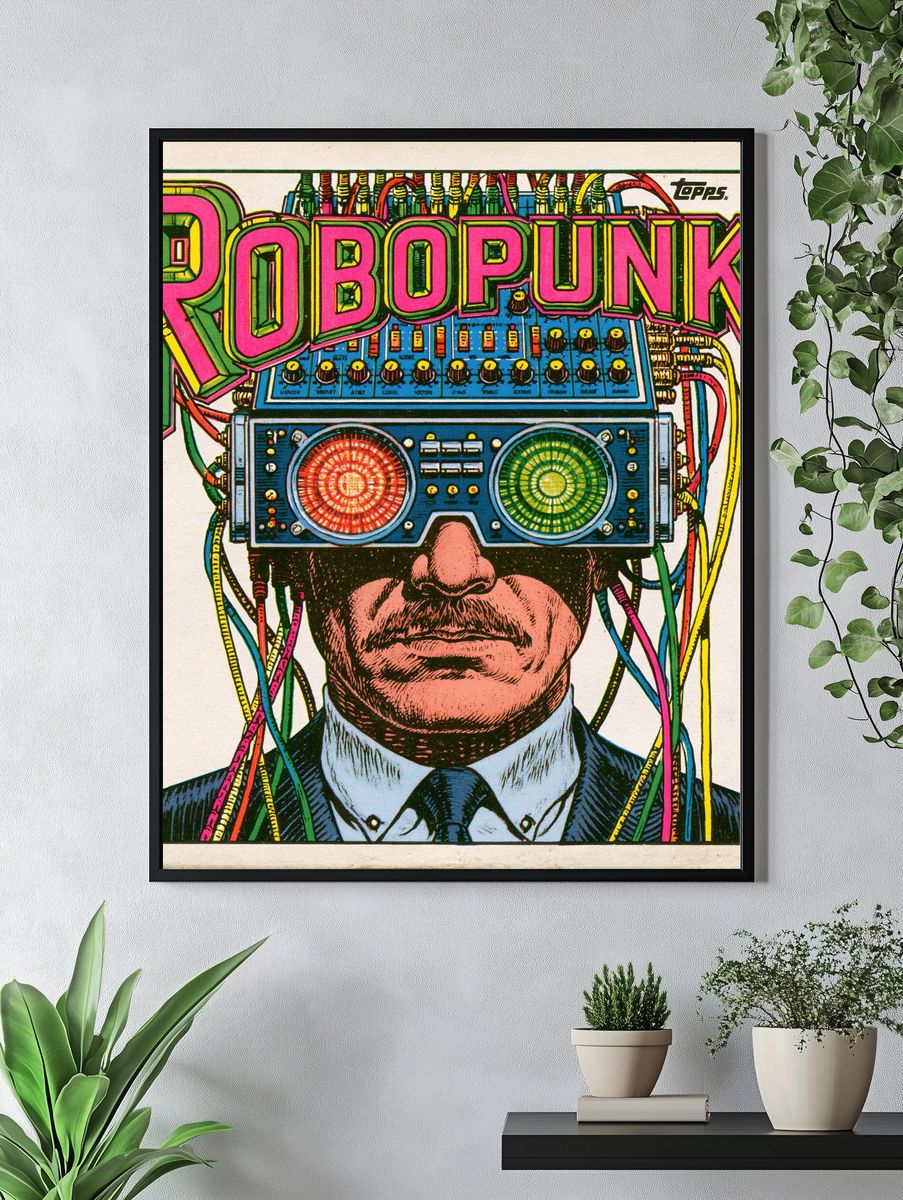 Robopunk Retro Illustration Poster. — room view 4