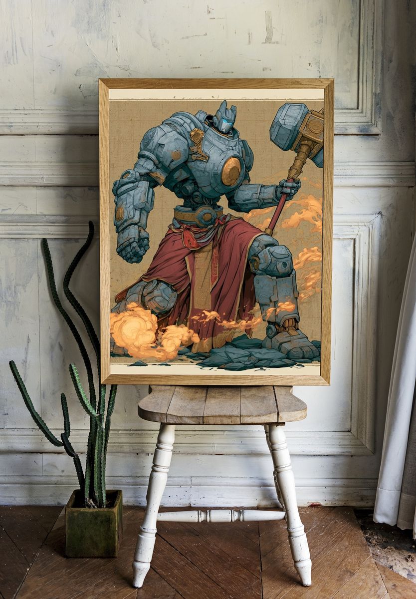 Armored Fire Giant Illustration Poster. — room view 1