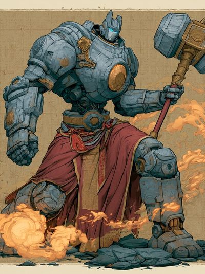 Armored Fire Giant Illustration Poster.