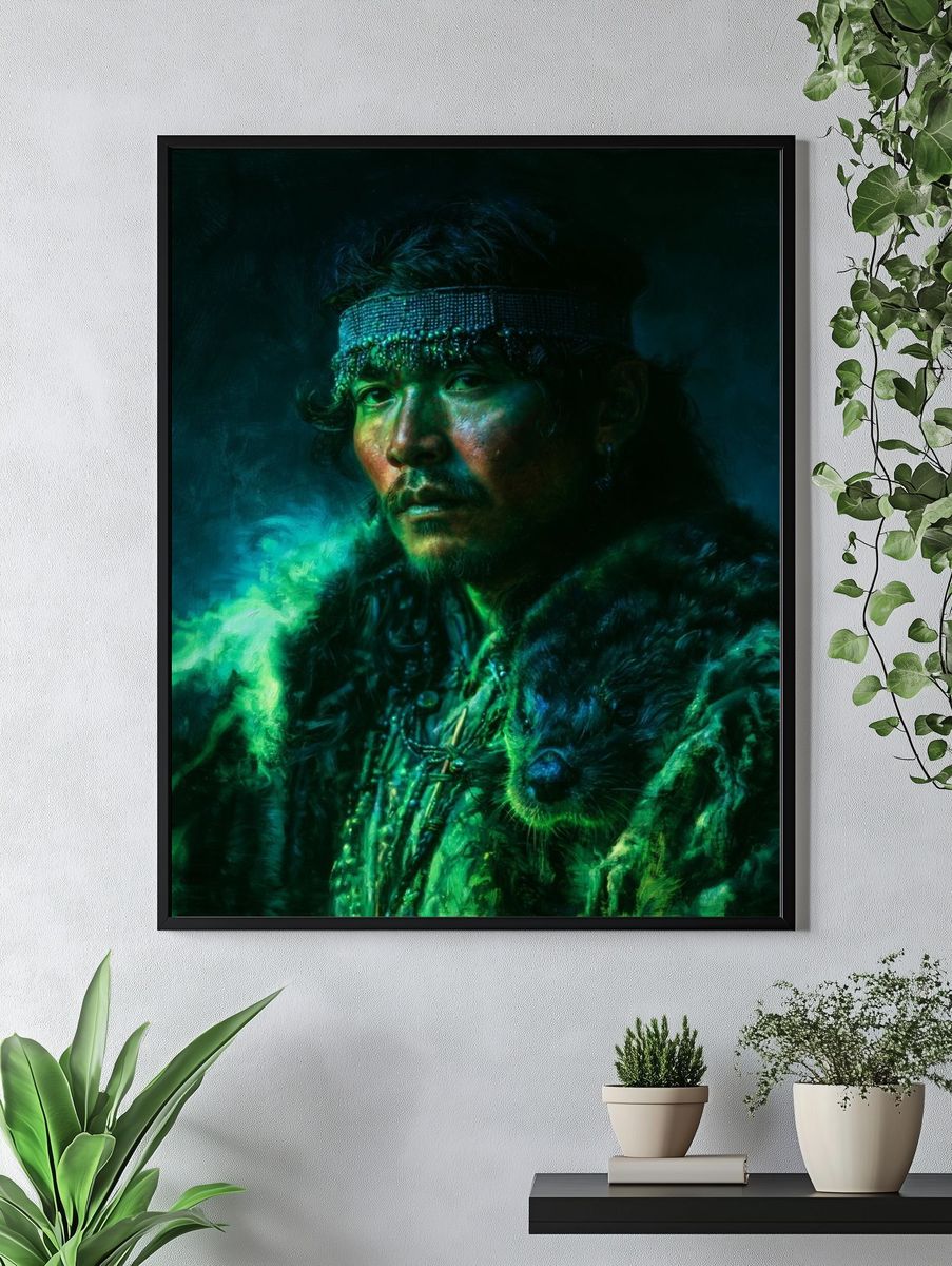 Shamanic Wolf Portrait Print. — room view 4