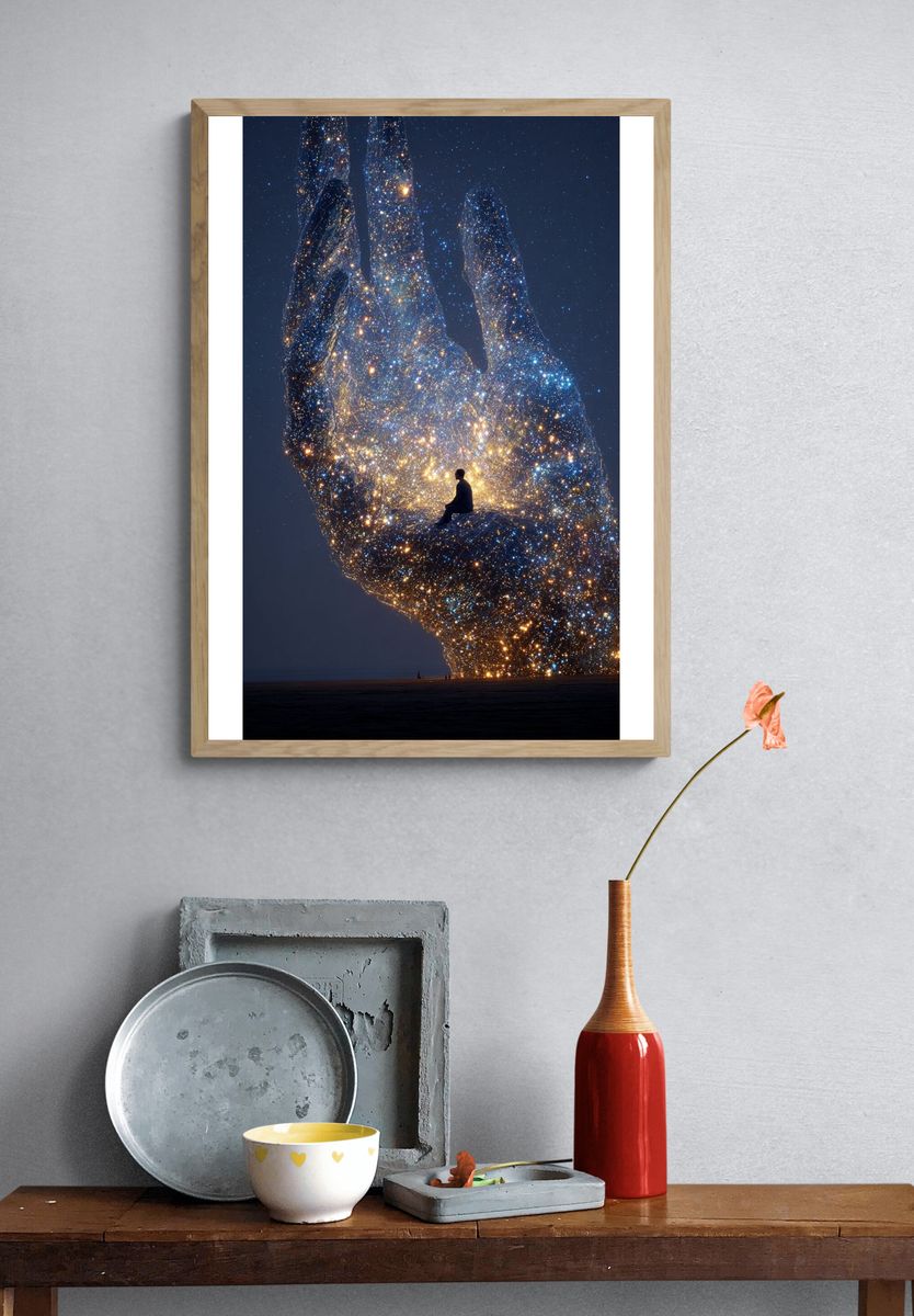 Cosmic Hand Surrealism Print. — room view 3