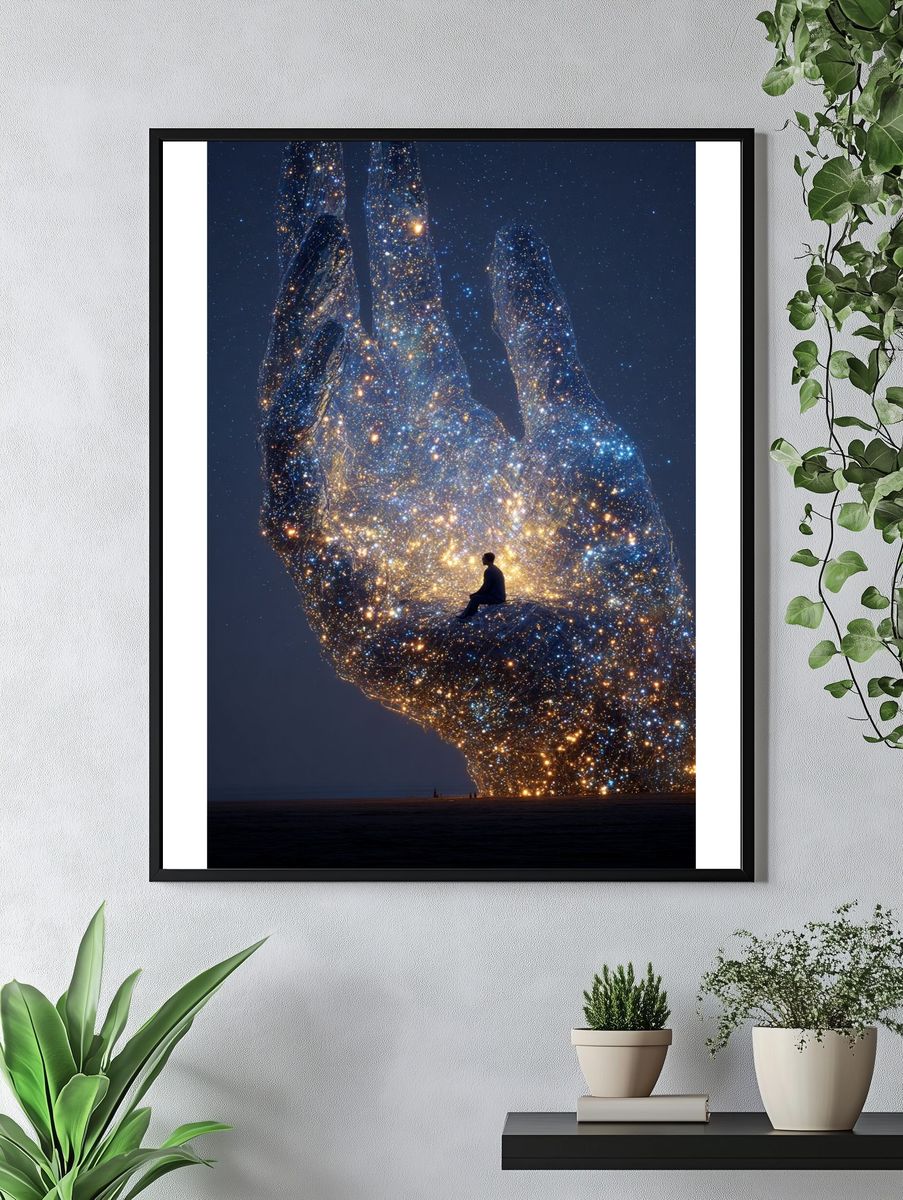 Cosmic Hand Surrealism Print. — room view 4