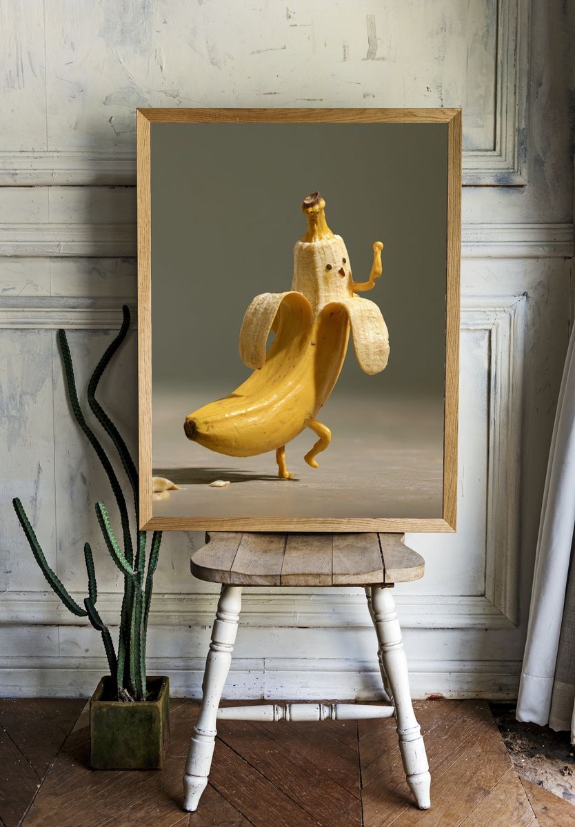 Dancing Banana Character Illustration Poster. room preview