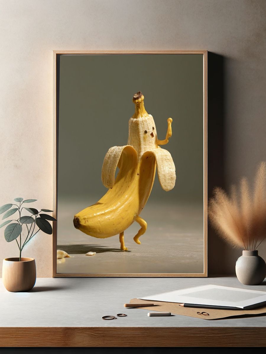 Dancing Banana Character Illustration Poster. — room view 2