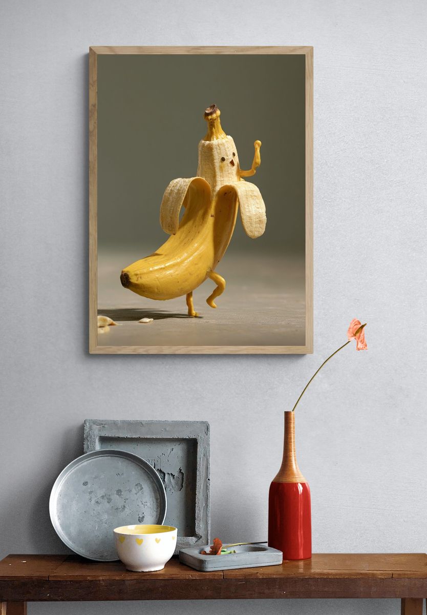 Dancing Banana Character Illustration Poster. — room view 3