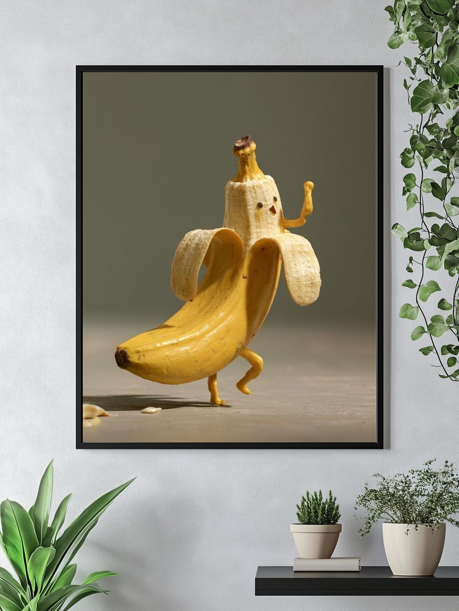 Dancing Banana Character Illustration Poster. — room view 4
