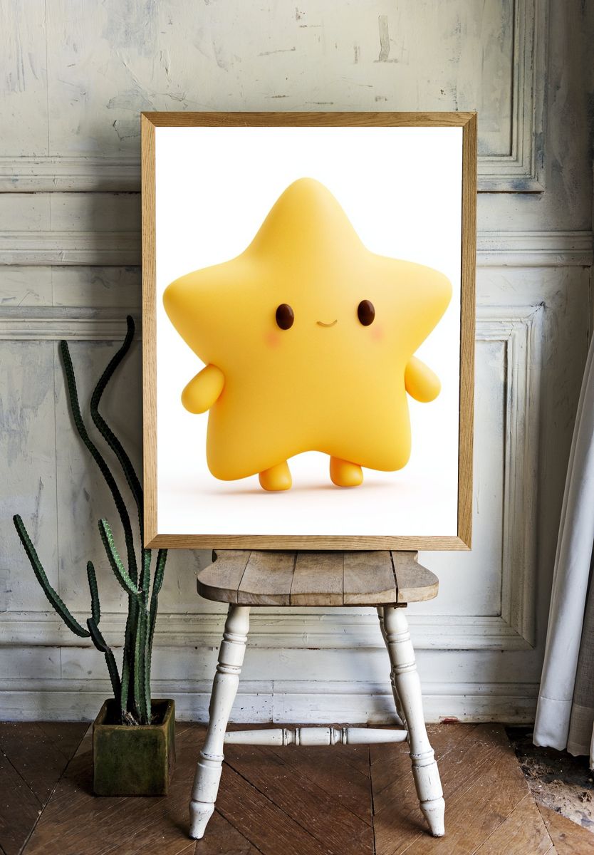 Cute Yellow Star Illustration Poster. — room view 1