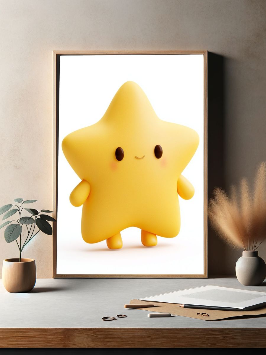 Cute Yellow Star Illustration Poster. — room view 2
