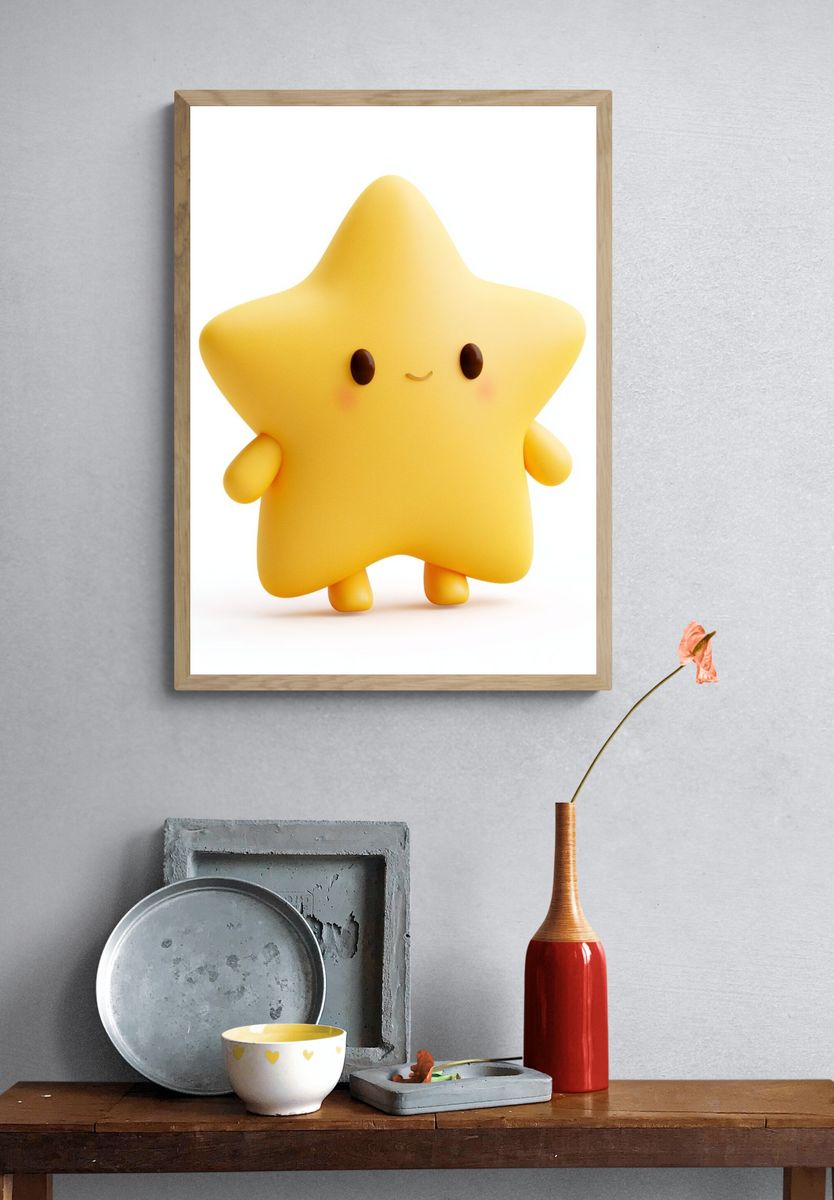 Cute Yellow Star Illustration Poster. — room view 3