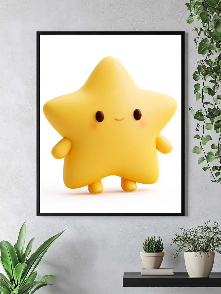 Cute Yellow Star Illustration Poster. — room view 4