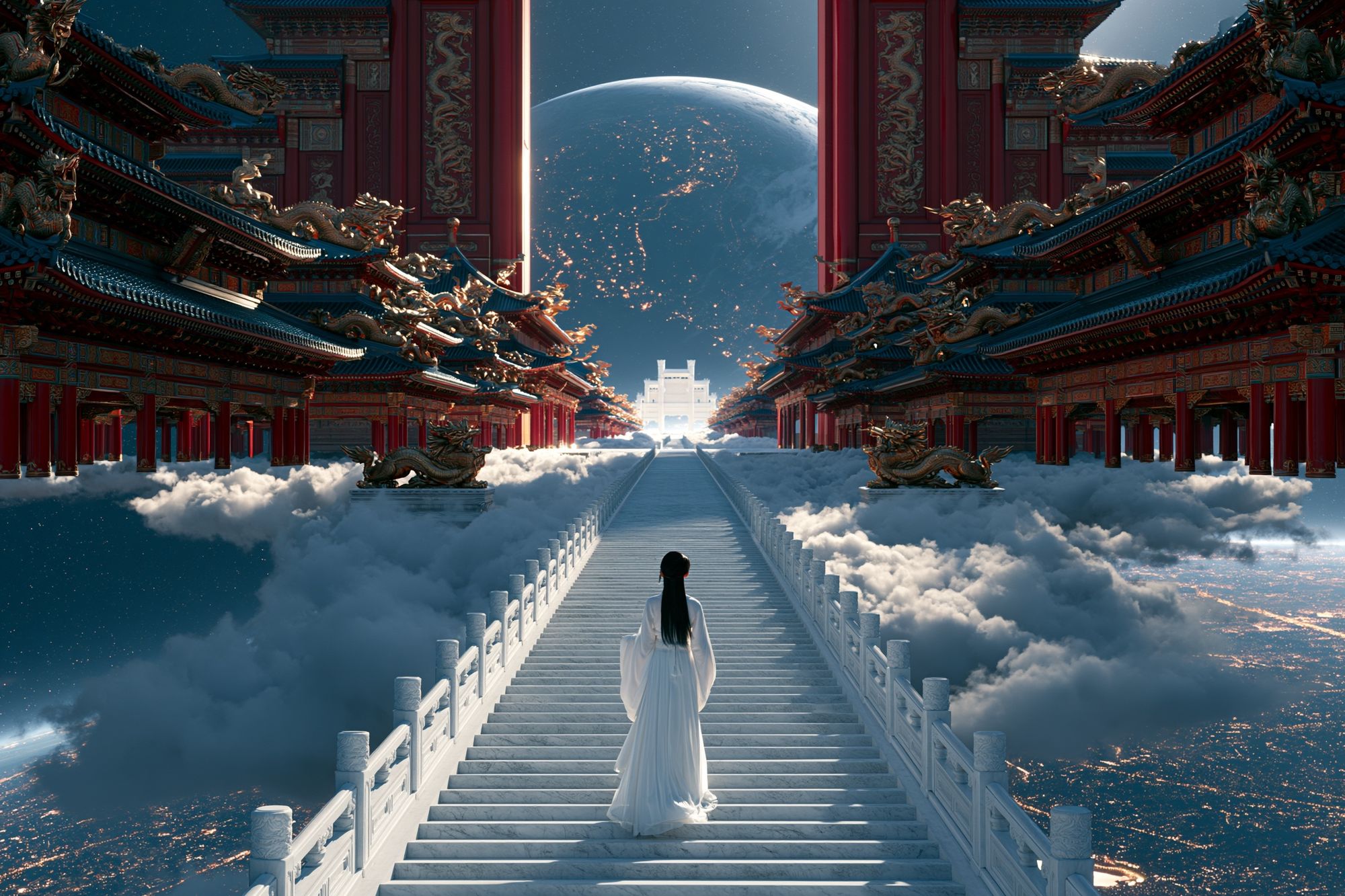Celestial Temple Dreamscape Print. poster — illustration art