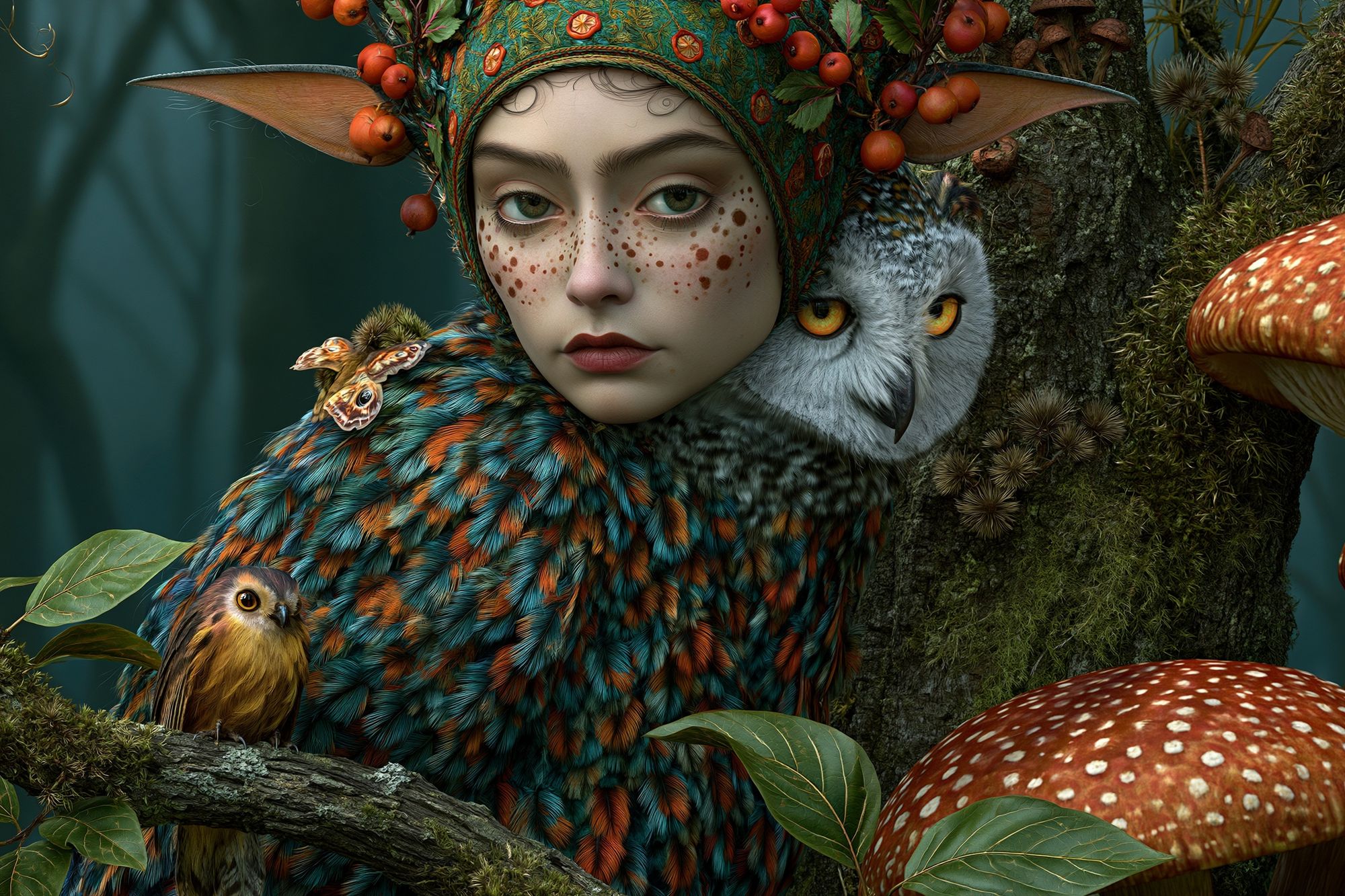 Forest Faerie Portrait Print. poster — illustration art