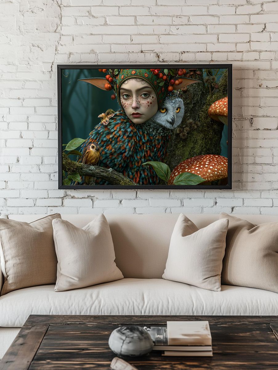 Forest Faerie Portrait Print. room preview