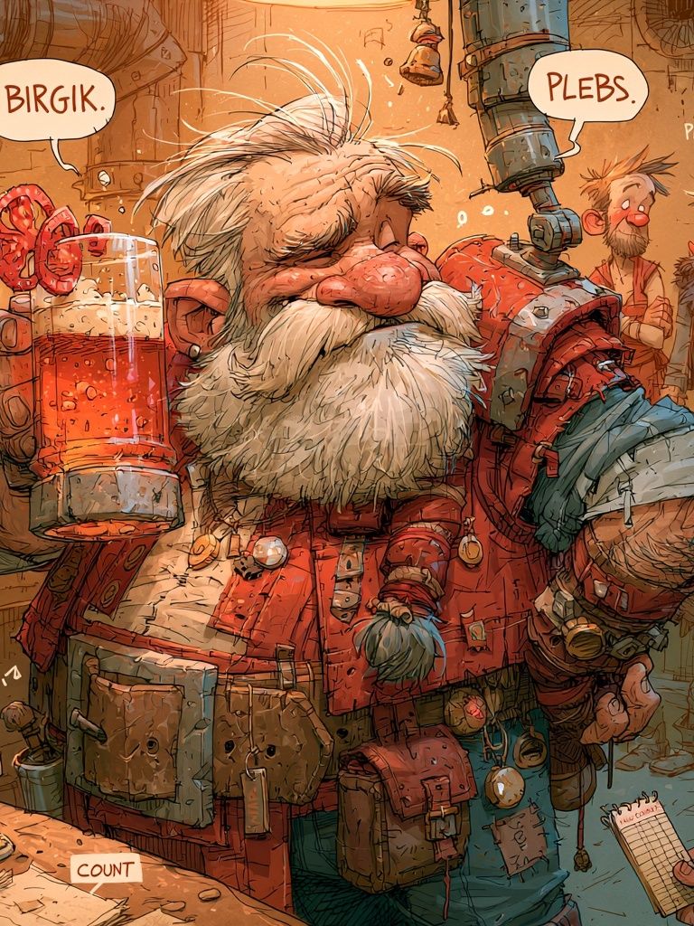 Dwarf Tavern Scene Illustration Poster. poster detail