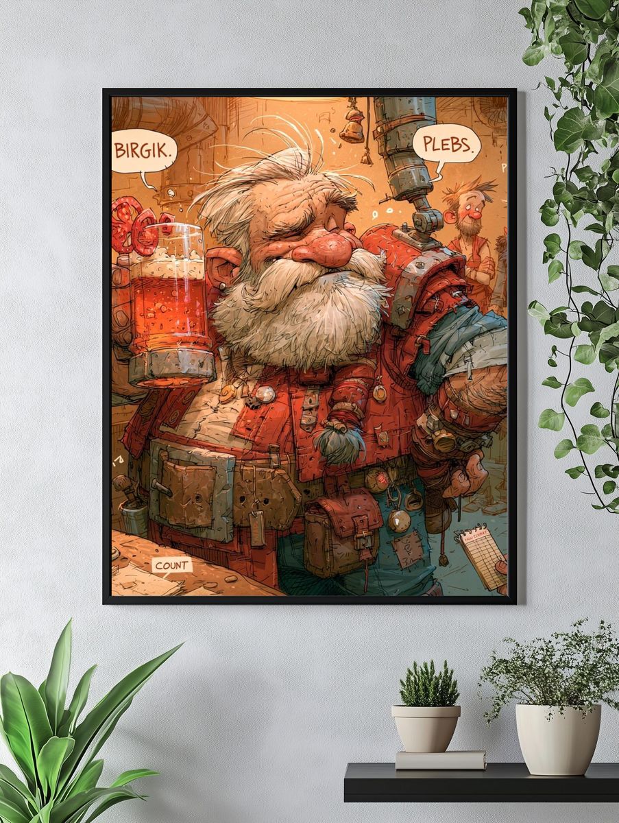 Dwarf Tavern Scene Illustration Poster. — room view 4