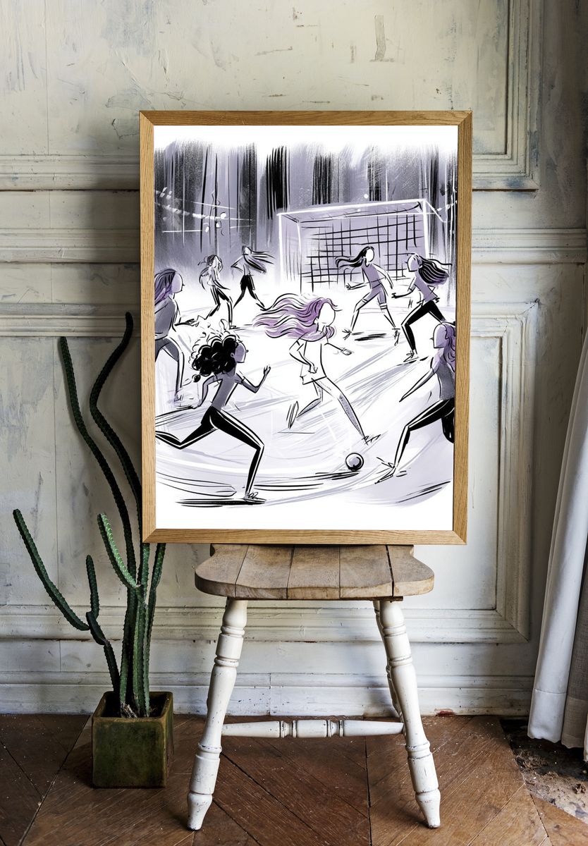 Girls Soccer Illustration Poster. room preview