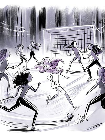 Girls Soccer Illustration Poster.