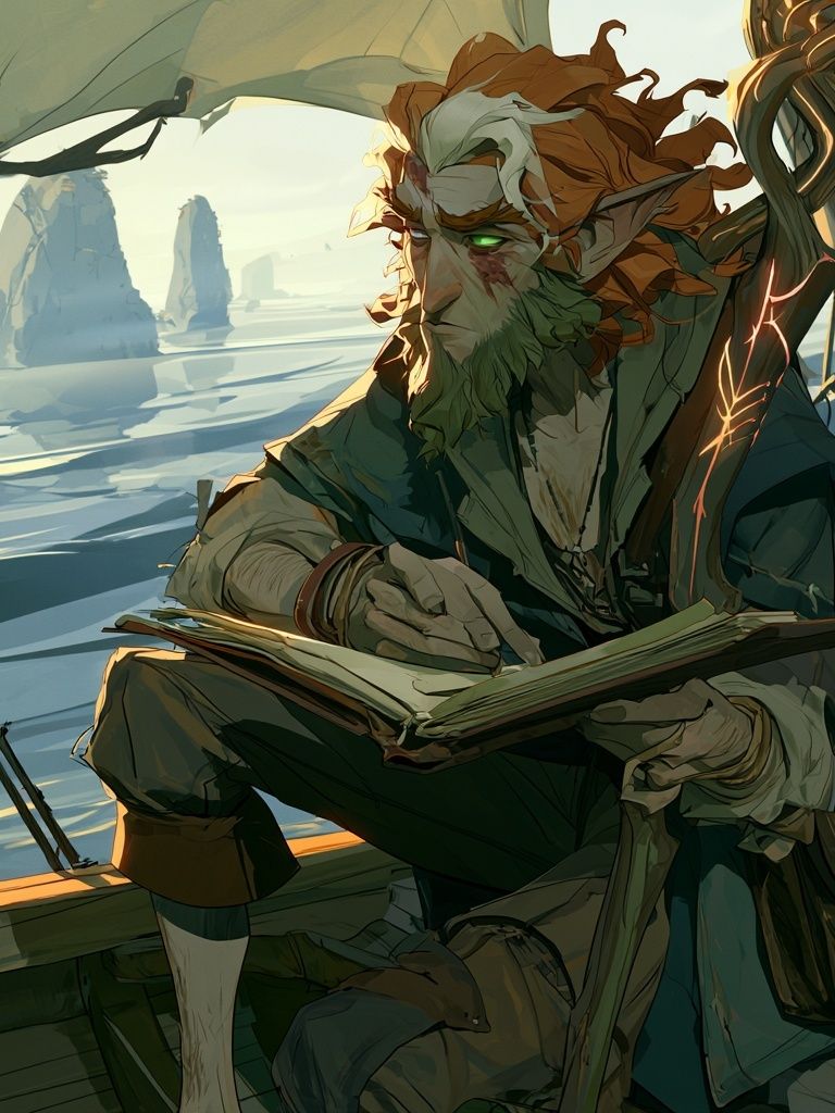 Elven Scribe Fantasy Illustration Poster. poster detail