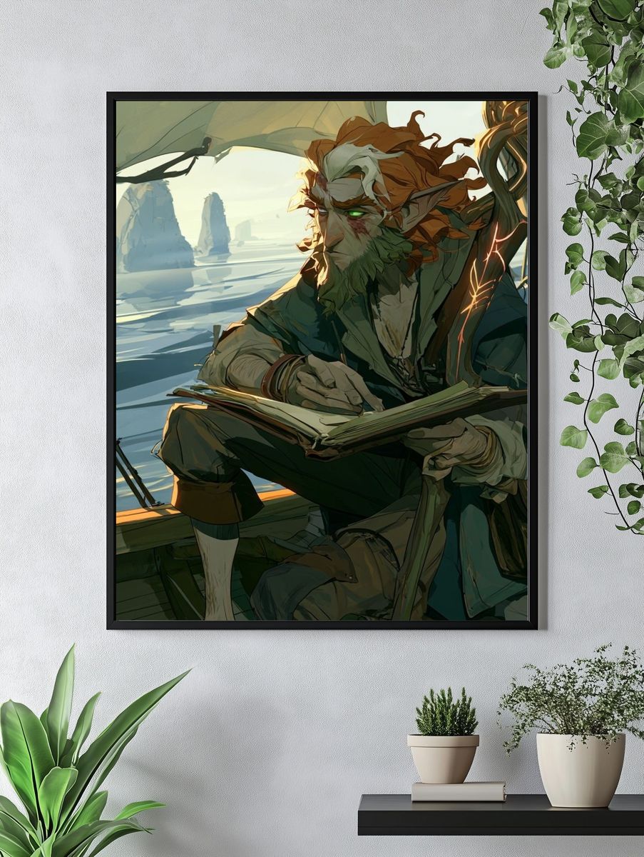 Elven Scribe Fantasy Illustration Poster. — room view 4