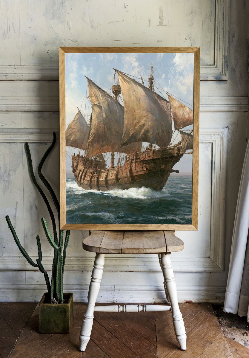 Historic Sailing Ship Illustration Poster. room preview