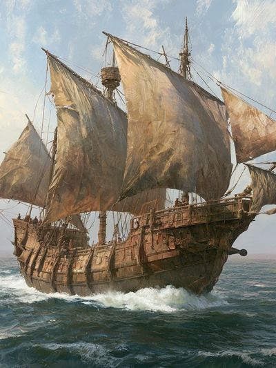 Historic Sailing Ship Illustration Poster.