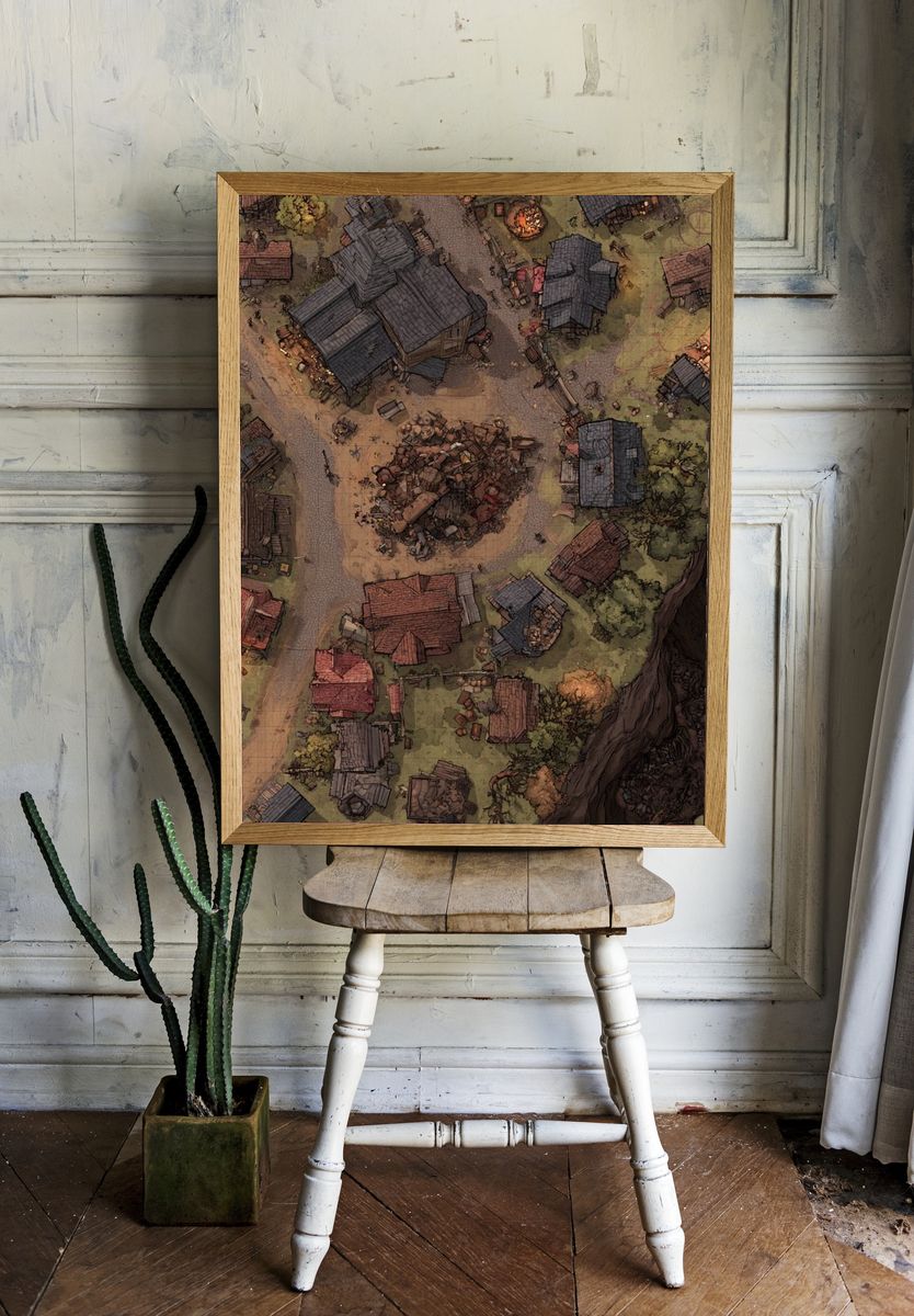 Fantasy Village Overhead Print. room preview