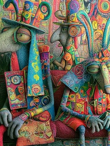 Surreal Rabbit Figures Poster. poster detail