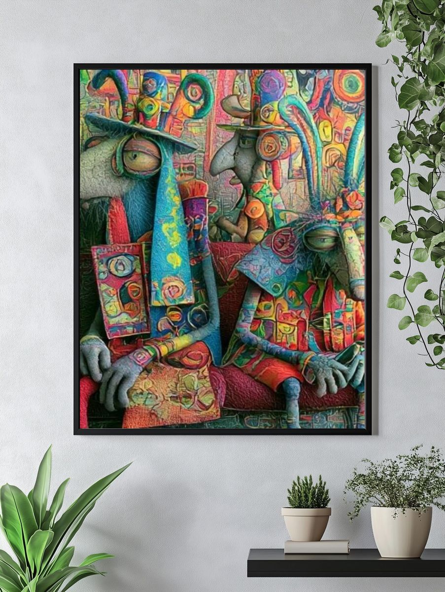 Surreal Rabbit Figures Poster. — room view 4